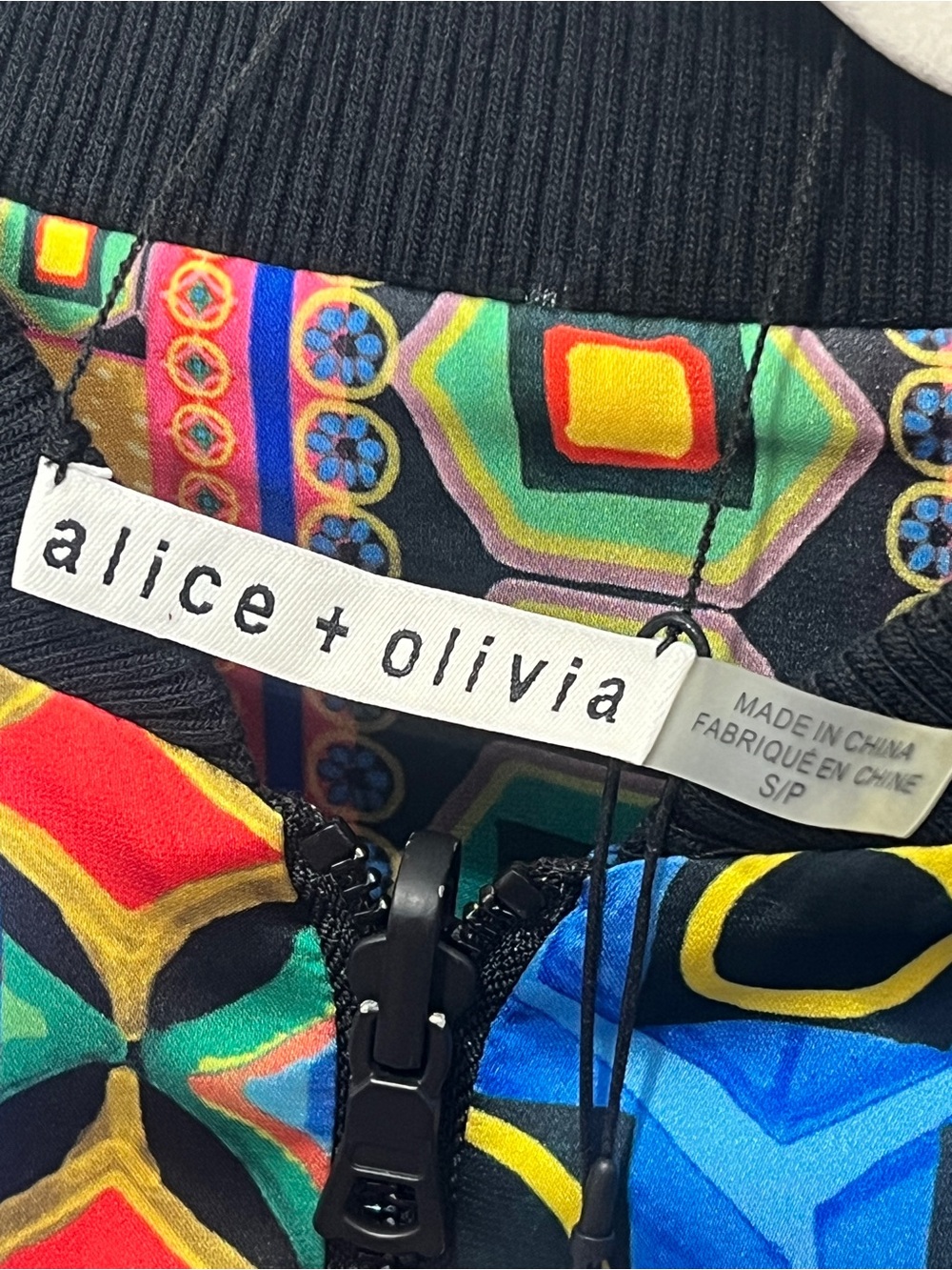 NWT Alice + Olivia Multi Vista Reversible Bomber Jacket Geometric Sz Small - Picture 6 of 8